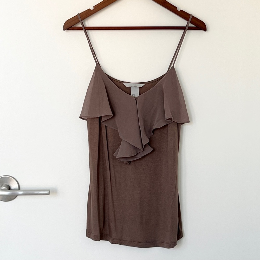 Chiffon Ruffle Camisole, Warm Taupe, Size S
